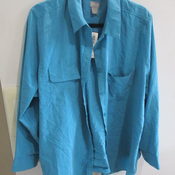 Chico’s teal blue new nwt  button front shirt blouse modal poly 1x 2x - Picture 1 of 2